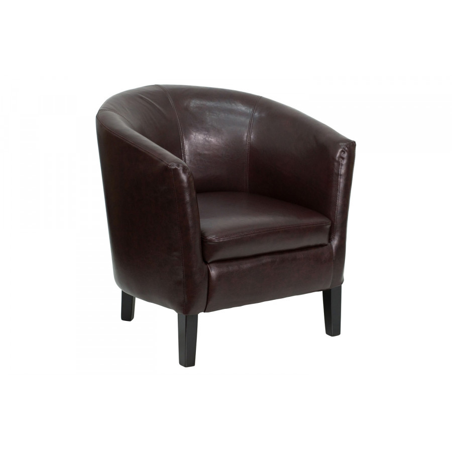 BLNK - Lauren LeatherSoft Barrel Shaped Guest Chair with Wooden Legs