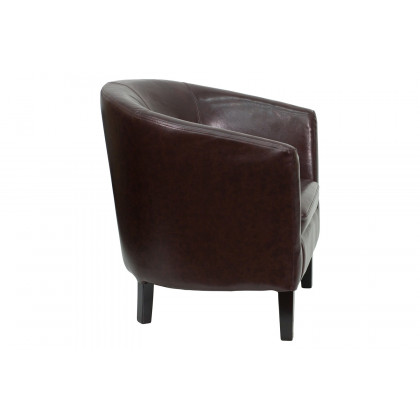 BLNK - Lauren LeatherSoft Barrel Shaped Guest Chair with Wooden Legs