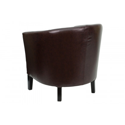 BLNK Lauren LeatherSoft Barrel Shaped Guest Chair with Wooden Legs - Brown