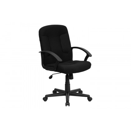 BLNK Garver Fabric Mid-Back Executive Swivel Office Chair with Nylon Arms - Black