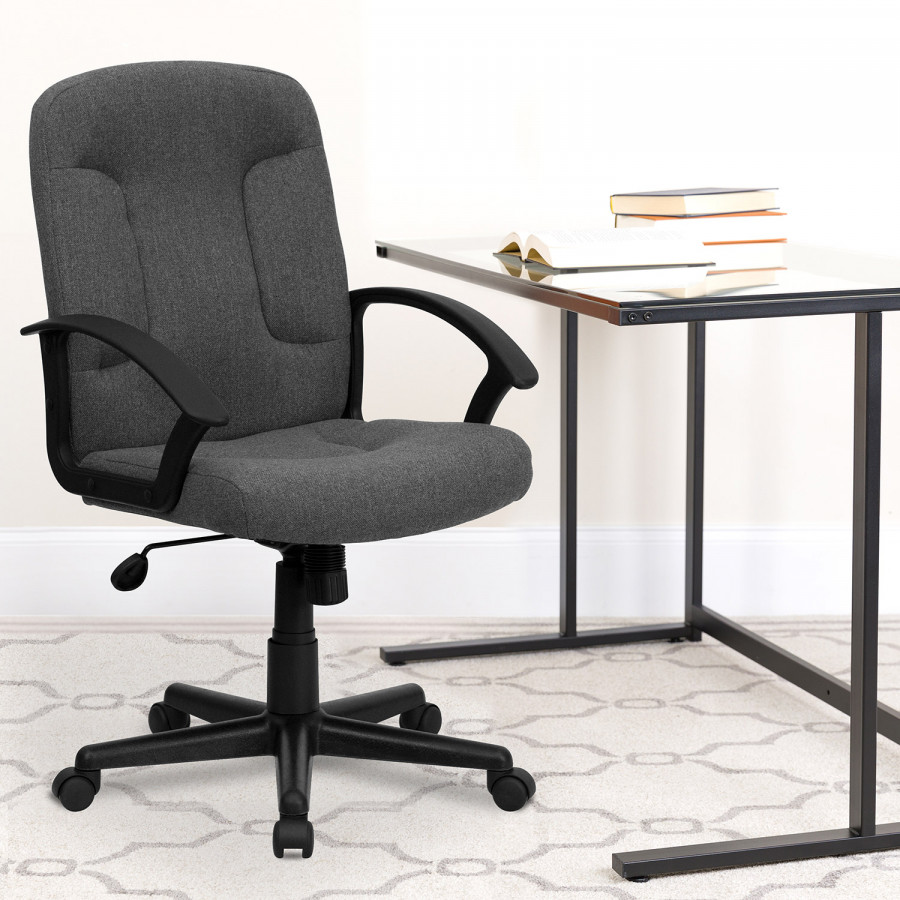BLNK Garver Fabric Mid-Back Executive Swivel Office Chair with Nylon Arms - Gray
