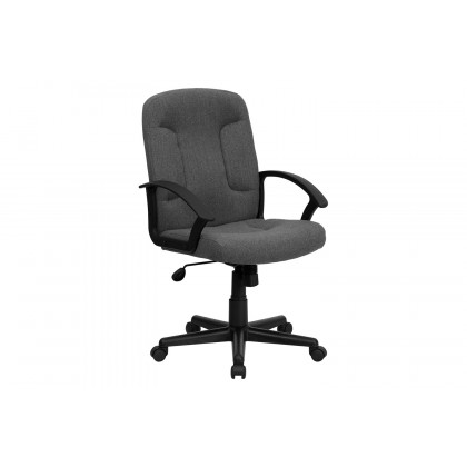 BLNK Garver Fabric Mid-Back Executive Swivel Office Chair with Nylon Arms - Gray