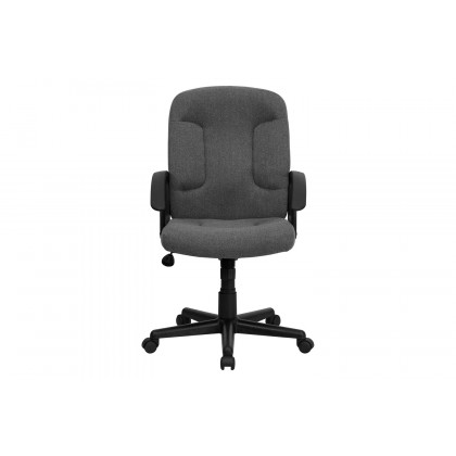 BLNK Garver Fabric Mid-Back Executive Swivel Office Chair with Nylon Arms - Gray