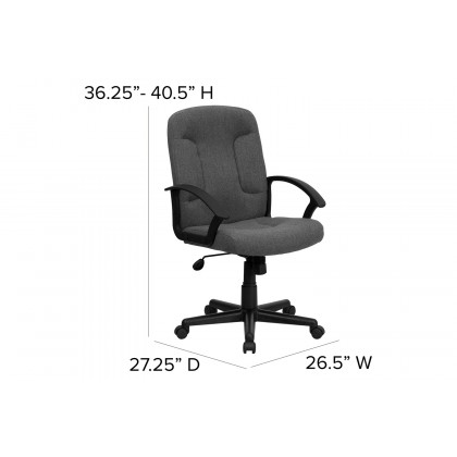 BLNK Garver Fabric Mid-Back Executive Swivel Office Chair with Nylon Arms - Gray