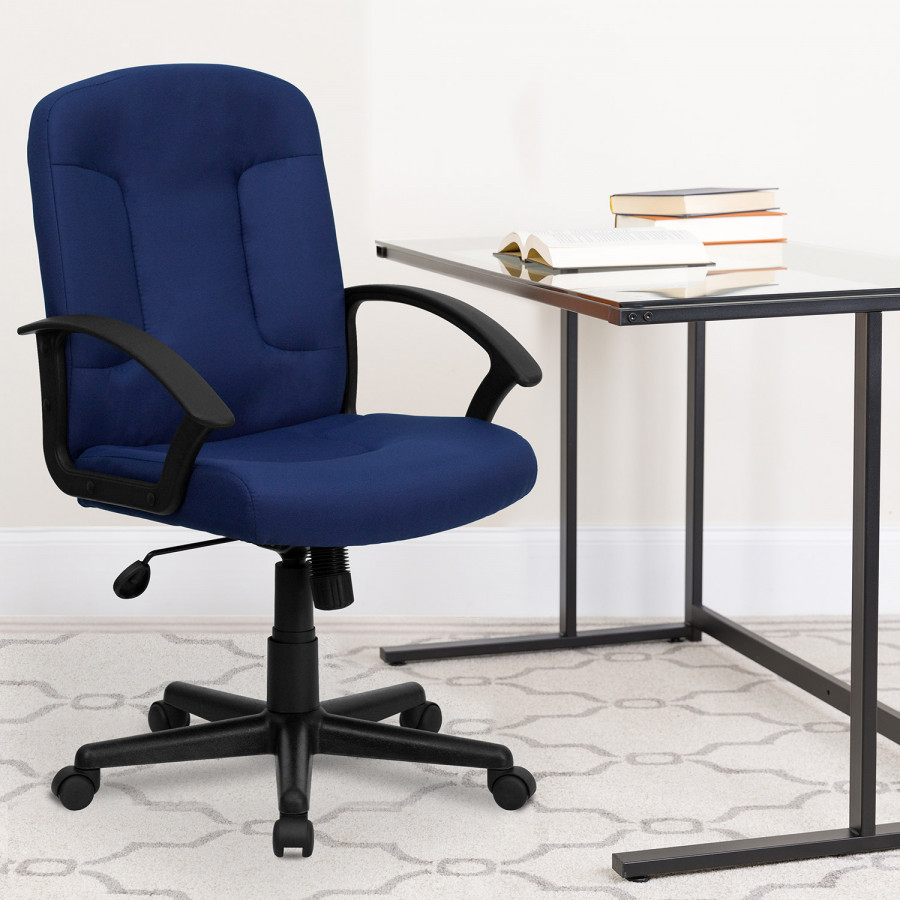 BLNK Garver Fabric Mid-Back Executive Swivel Office Chair with Nylon Arms - Navy