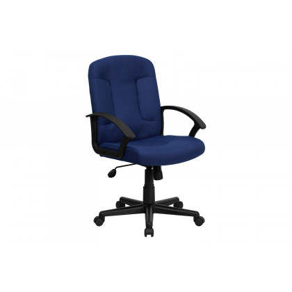 BLNK Garver Fabric Mid-Back Executive Swivel Office Chair with Nylon Arms - Navy
