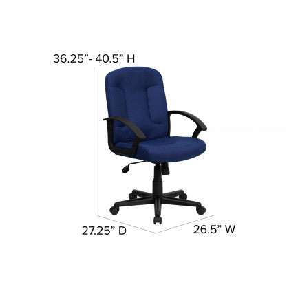 BLNK Garver Fabric Mid-Back Executive Swivel Office Chair with Nylon Arms - Navy