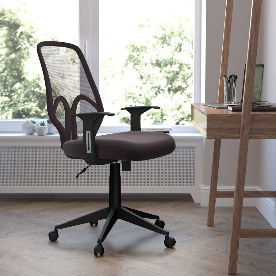 BLNK Salerno Series High-Back Black Mesh Office Chair - Dark Gray, with Arms