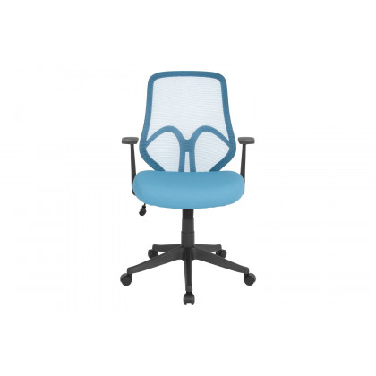 BLNK Salerno Series High-Back Black Mesh Office Chair - Light Blue, with Arms