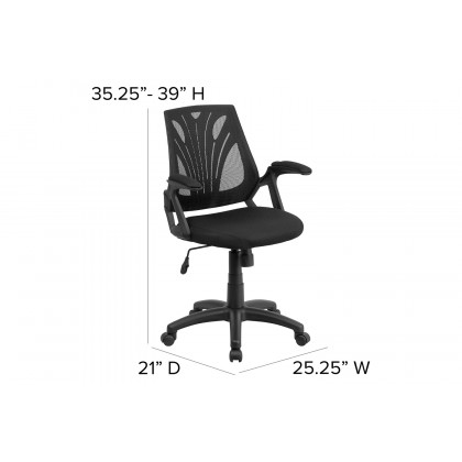 BLNK Sam Mid-Back Mesh Swivel Task Office Chair with Open Arms - Fabric