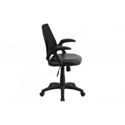 BLNK Sam Mid-Back Mesh Swivel Task Office Chair with Open Arms - LeatherSoft