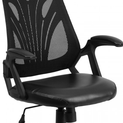BLNK Sam Mid-Back Mesh Swivel Task Office Chair with Open Arms - LeatherSoft