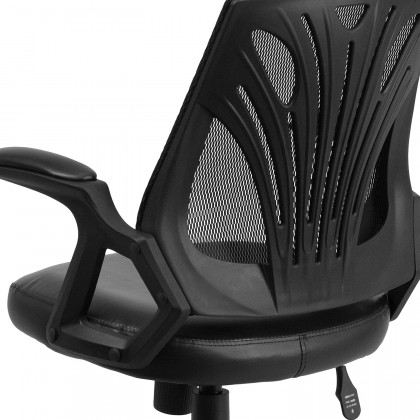 BLNK Sam Mid-Back Mesh Swivel Task Office Chair with Open Arms - LeatherSoft