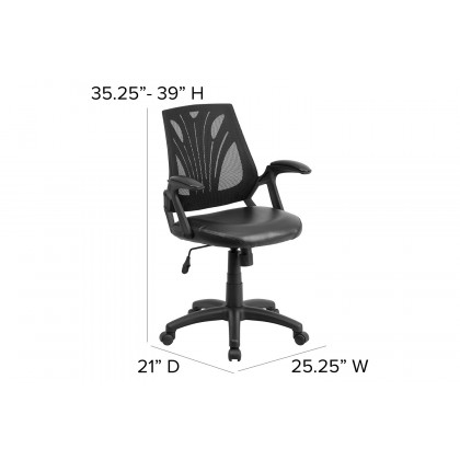 BLNK Sam Mid-Back Mesh Swivel Task Office Chair with Open Arms - LeatherSoft