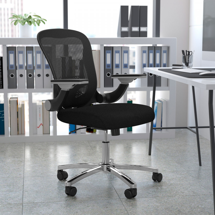 BLNK - Sam Mid-Back Mesh Executive Swivel Ergonomic Office Chair with Height Adjustable Flip-Up Arms