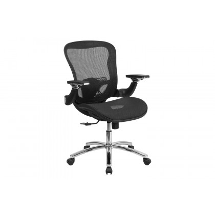 BLNK - Sam Mid-Back Mesh Executive Swivel Ergonomic Office Chair with Synchro-Tilt and Height Adjustable Flip-Up Arms