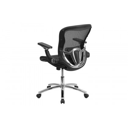 BLNK - Sam Mid-Back Mesh Executive Swivel Ergonomic Office Chair with Synchro-Tilt and Height Adjustable Flip-Up Arms