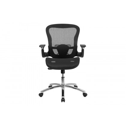 BLNK - Sam Mid-Back Mesh Executive Swivel Ergonomic Office Chair with Synchro-Tilt and Height Adjustable Flip-Up Arms