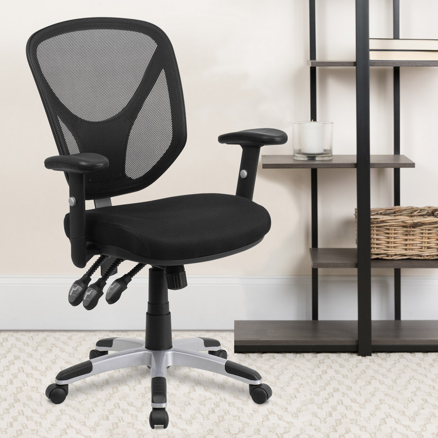 BLNK - Sam Mid-Back Mesh Multifunction Swivel Ergonomic Task Office Chair with Adjustable Arms