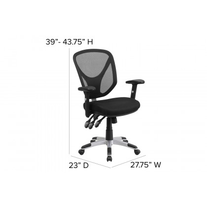 BLNK - Sam Mid-Back Mesh Multifunction Swivel Ergonomic Task Office Chair with Adjustable Arms