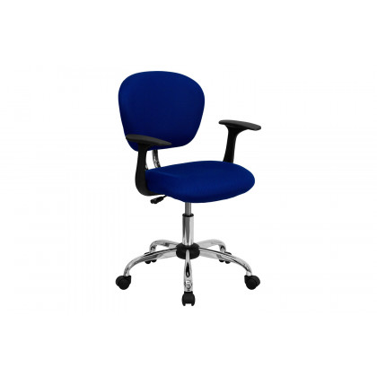 BLNK Beverly Mid-Back Mesh Padded Swivel Task Office Chair with Chrome Base - Blue, with Arms