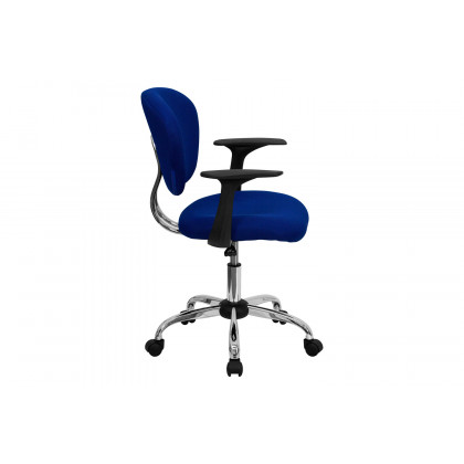 BLNK Beverly Mid-Back Mesh Padded Swivel Task Office Chair with Chrome Base - Blue, with Arms