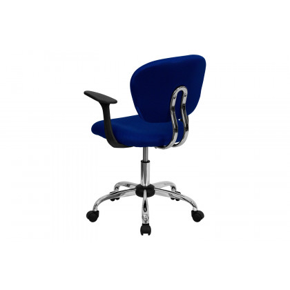 BLNK Beverly Mid-Back Mesh Padded Swivel Task Office Chair with Chrome Base - Blue, with Arms