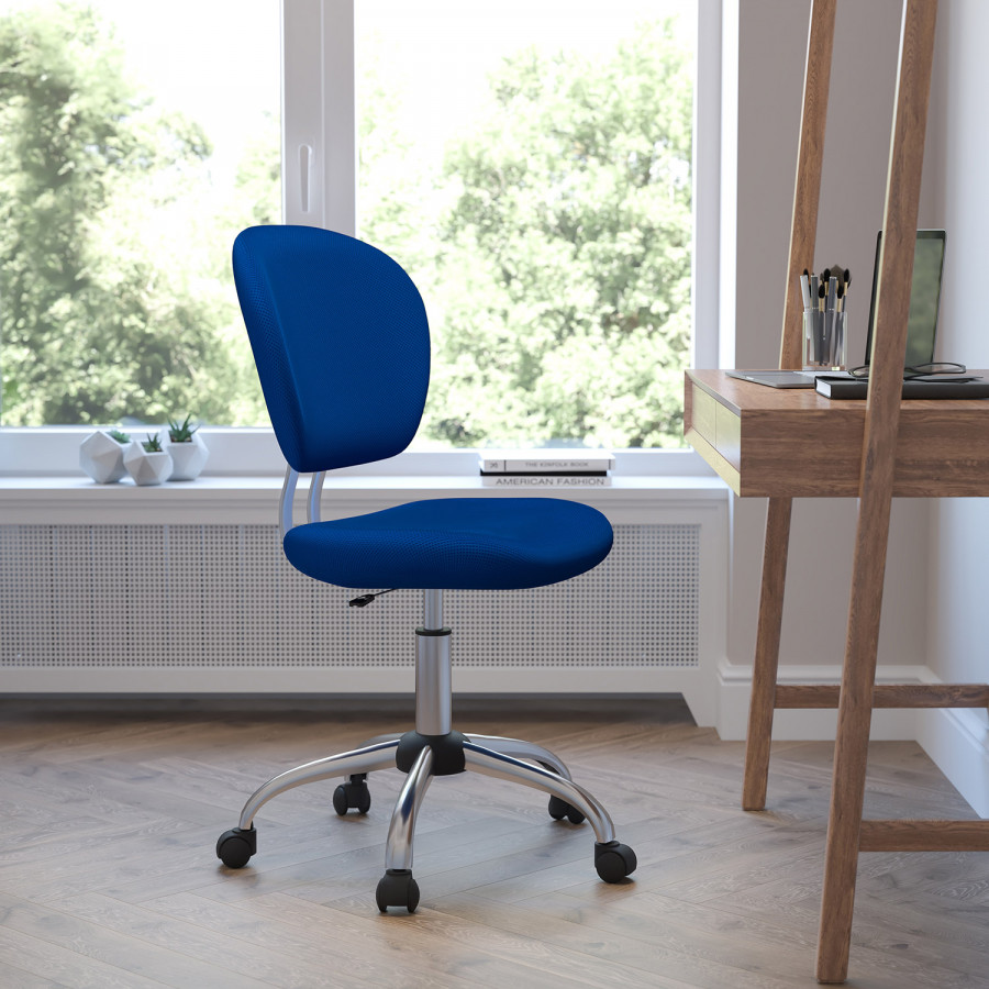 BLNK Beverly Mid-Back Mesh Padded Swivel Task Office Chair with Chrome Base - Blue