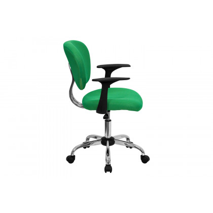 BLNK Beverly Mid-Back Mesh Padded Swivel Task Office Chair with Chrome Base - Bright Green, with Arms