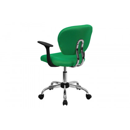 BLNK Beverly Mid-Back Mesh Padded Swivel Task Office Chair with Chrome Base - Bright Green, with Arms