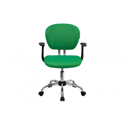 BLNK Beverly Mid-Back Mesh Padded Swivel Task Office Chair with Chrome Base - Bright Green, with Arms