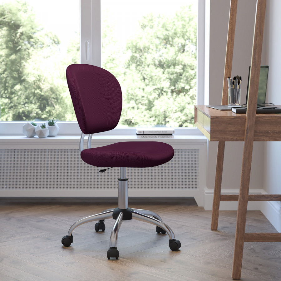 BLNK Beverly Mid-Back Mesh Padded Swivel Task Office Chair with Chrome Base - Burgundy