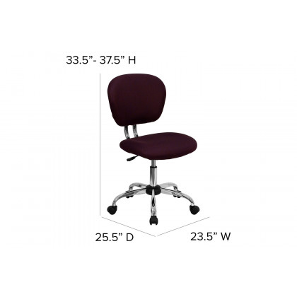 BLNK Beverly Mid-Back Mesh Padded Swivel Task Office Chair with Chrome Base - Burgundy