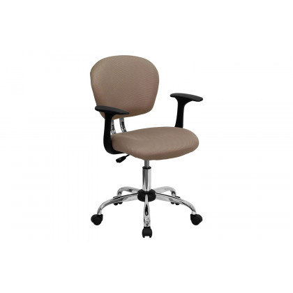BLNK Beverly Mid-Back Mesh Padded Swivel Task Office Chair with Chrome Base - Coffee, with Arms