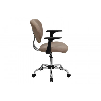 BLNK Beverly Mid-Back Mesh Padded Swivel Task Office Chair with Chrome Base - Coffee, with Arms