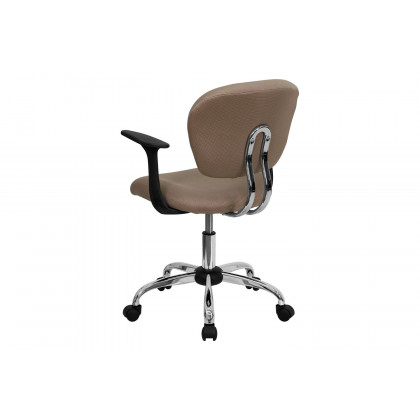 BLNK Beverly Mid-Back Mesh Padded Swivel Task Office Chair with Chrome Base - Coffee, with Arms