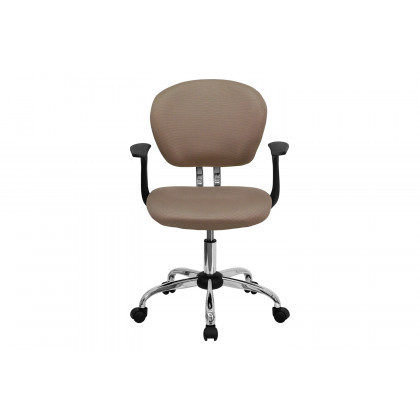 BLNK Beverly Mid-Back Mesh Padded Swivel Task Office Chair with Chrome Base - Coffee, with Arms