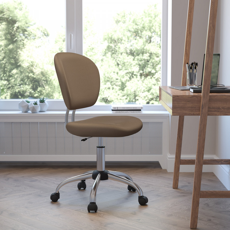 BLNK Beverly Mid-Back Mesh Padded Swivel Task Office Chair with Chrome Base - Coffee