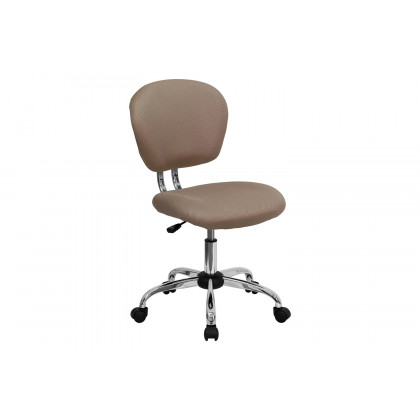 BLNK Beverly Mid-Back Mesh Padded Swivel Task Office Chair with Chrome Base - Coffee