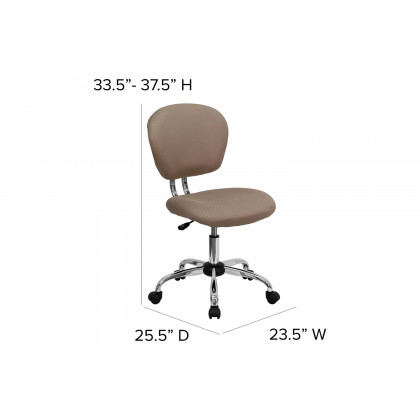 BLNK Beverly Mid-Back Mesh Padded Swivel Task Office Chair with Chrome Base - Coffee