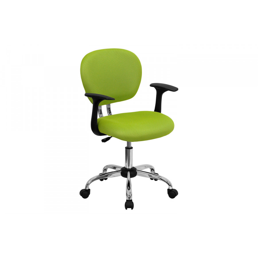 BLNK Beverly Mid-Back Mesh Padded Swivel Task Office Chair with Chrome Base - Apple Green, with Arms