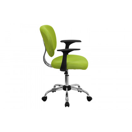 BLNK Beverly Mid-Back Mesh Padded Swivel Task Office Chair with Chrome Base - Apple Green, with Arms