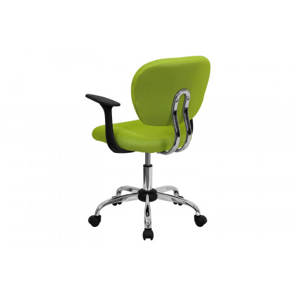 BLNK Beverly Mid-Back Mesh Padded Swivel Task Office Chair with Chrome Base - Apple Green, with Arms