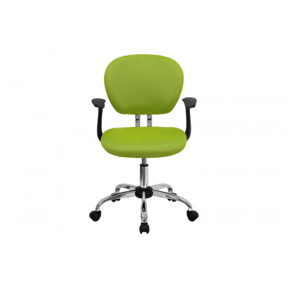 BLNK Beverly Mid-Back Mesh Padded Swivel Task Office Chair with Chrome Base - Apple Green, with Arms