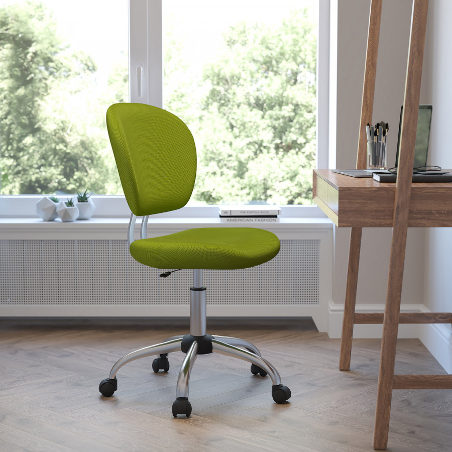 BLNK Beverly Mid-Back Mesh Padded Swivel Task Office Chair with Chrome Base - Apple Green