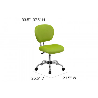 BLNK Beverly Mid-Back Mesh Padded Swivel Task Office Chair with Chrome Base - Apple Green