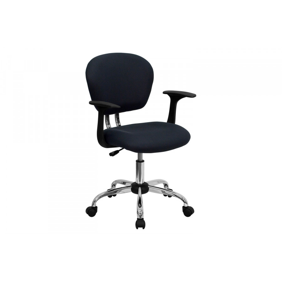 BLNK Beverly Mid-Back Mesh Padded Swivel Task Office Chair with Chrome Base - Gray, with Arms