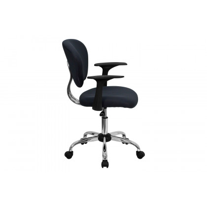 BLNK Beverly Mid-Back Mesh Padded Swivel Task Office Chair with Chrome Base - Gray, with Arms