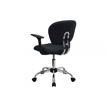 BLNK Beverly Mid-Back Mesh Padded Swivel Task Office Chair with Chrome Base - Gray, with Arms