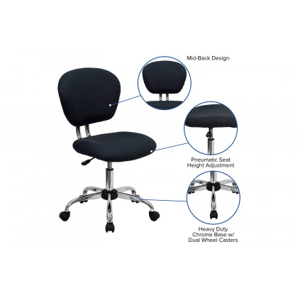 BLNK Beverly Mid-Back Mesh Padded Swivel Task Office Chair with Chrome Base - Gray